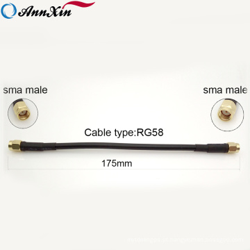 Alta Qualidade 1 pcs 17.5 cm RP-SMA Macho para RP SMA Macho fêmea pin conectores RF Coaxial RG58 Cabo de Extensão